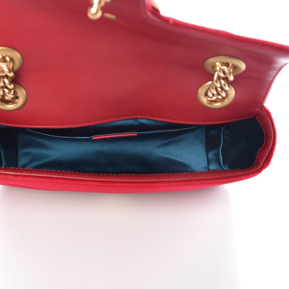 Gucci Velvet Matelasse Mini GG Marmont Shoulder Bag Hibiscus Red 5 of 12