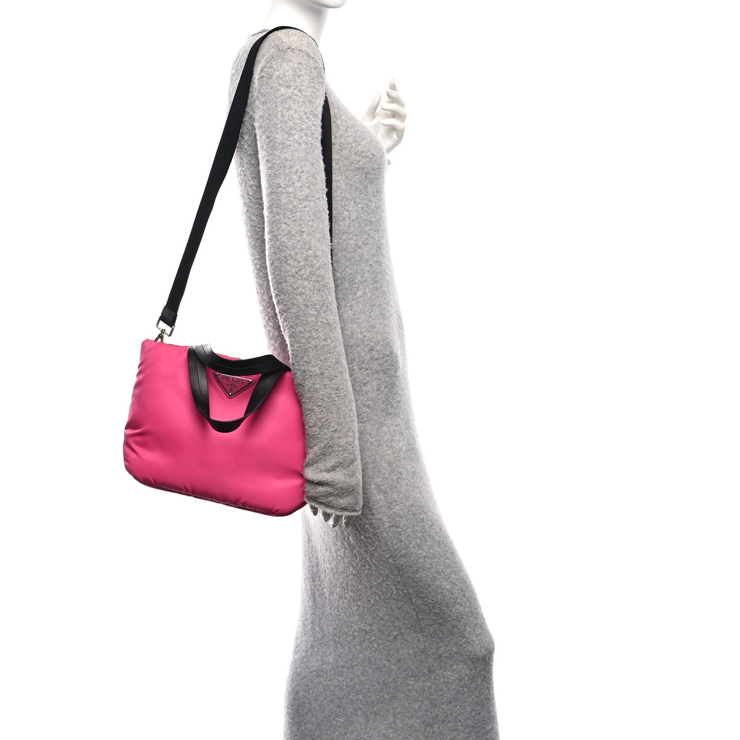 Prada Tessuto Nylon Soft Padded Shopping Tote Fuxia 2 of 10