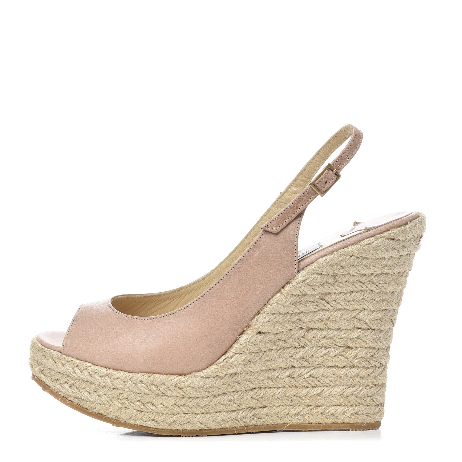 Jimmy Choo Nappa Polar Slingback Espadrille Wedges 39 Nude 1 of 14