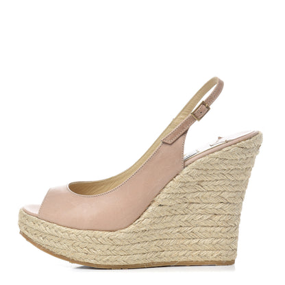 Jimmy Choo Nappa Polar Slingback Espadrille Wedges 39 Nude 1 of 14