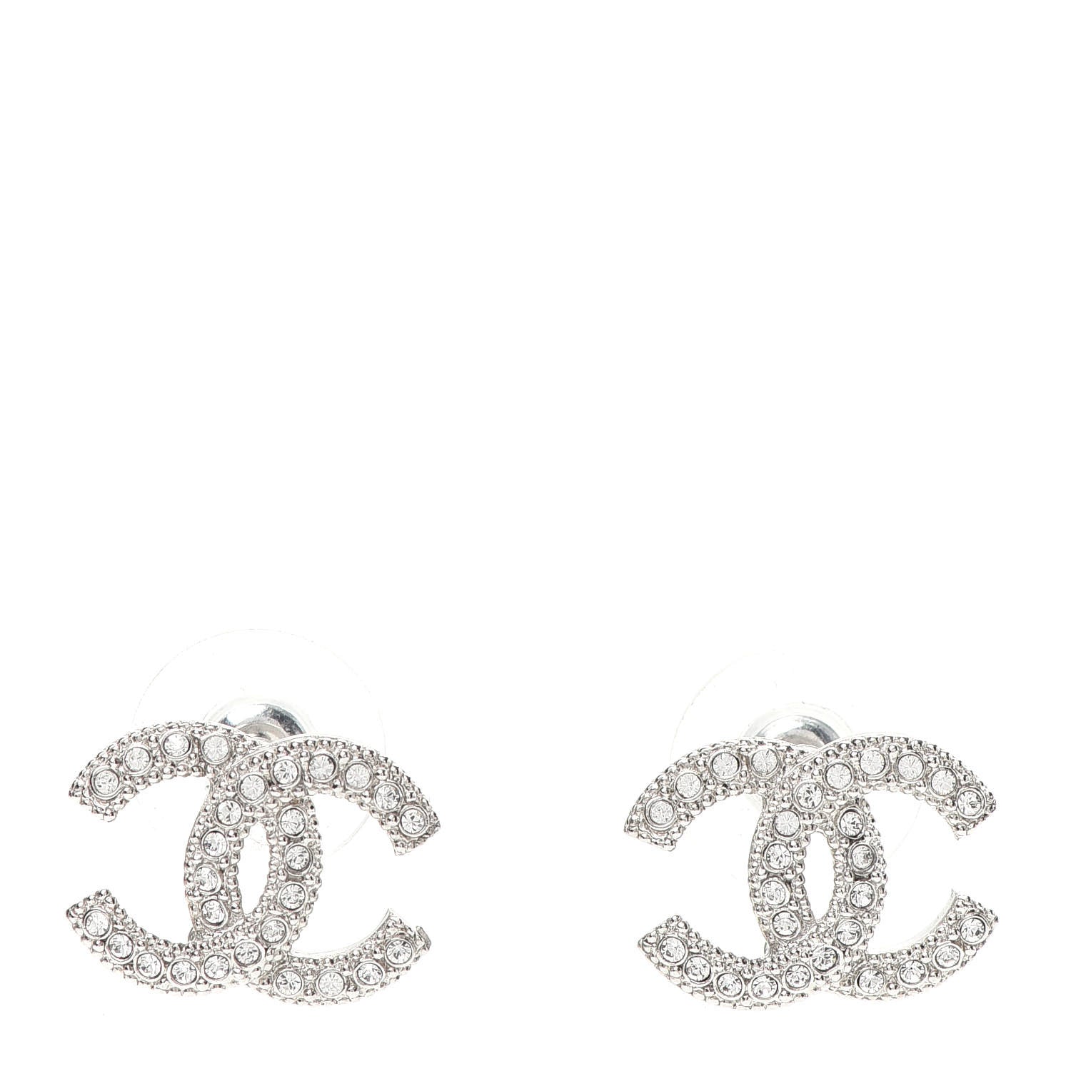 Chanel Crystal CC Earrings Silver 1 of 5