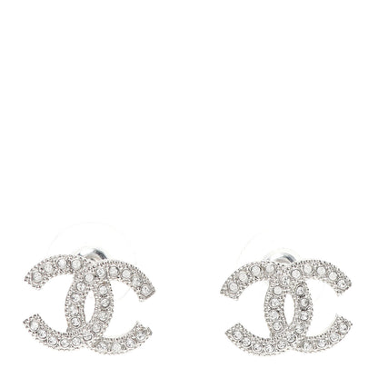 Chanel Crystal CC Earrings Silver 1 of 5