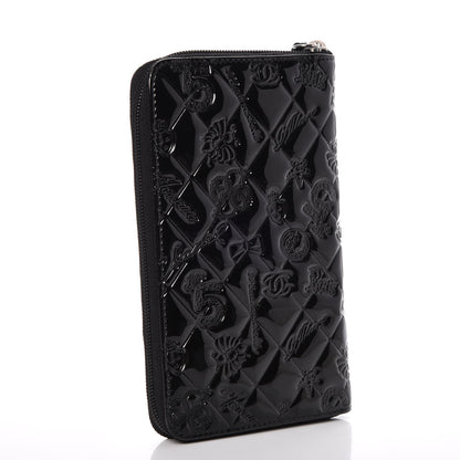 Chanel Patent Calfskin Lucky Symbols Zip Around Wallet Black 3 of 10