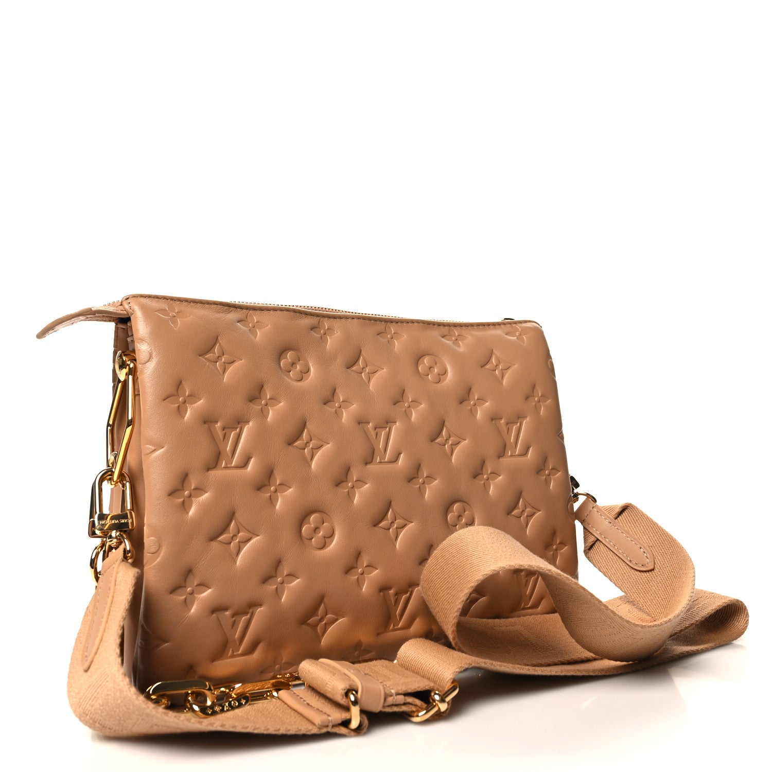 Louis Vuitton Lambskin Embossed Monogram Coussin PM Camel 3 of 11