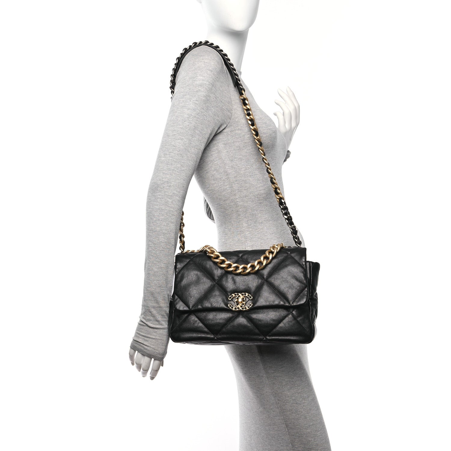 Chanel Lambskin Quilted Large Chanel 19 Flap Black 2 of 10