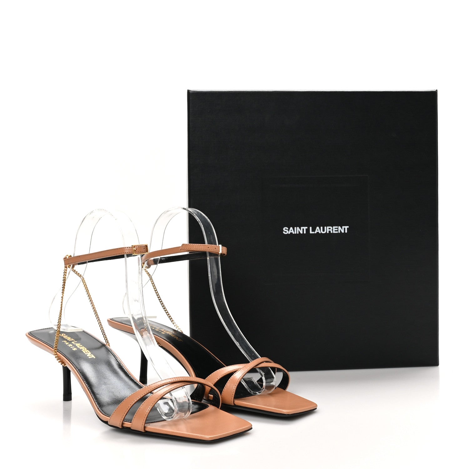 Saint Laurent Vitelo Kristal Baliqua 55 Vett Ankle Strap Sandals 38.5 Bisque 9 of 9