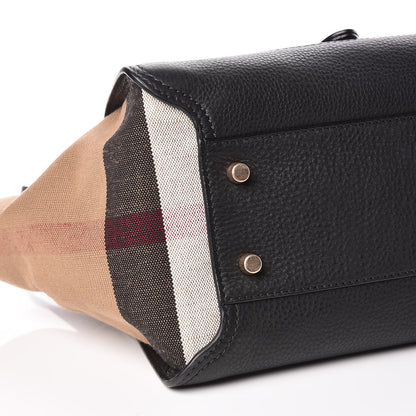 Burberry Canvas Mega Check Grained Calfskin Medium Harcourt Satchel Black 6 of 11