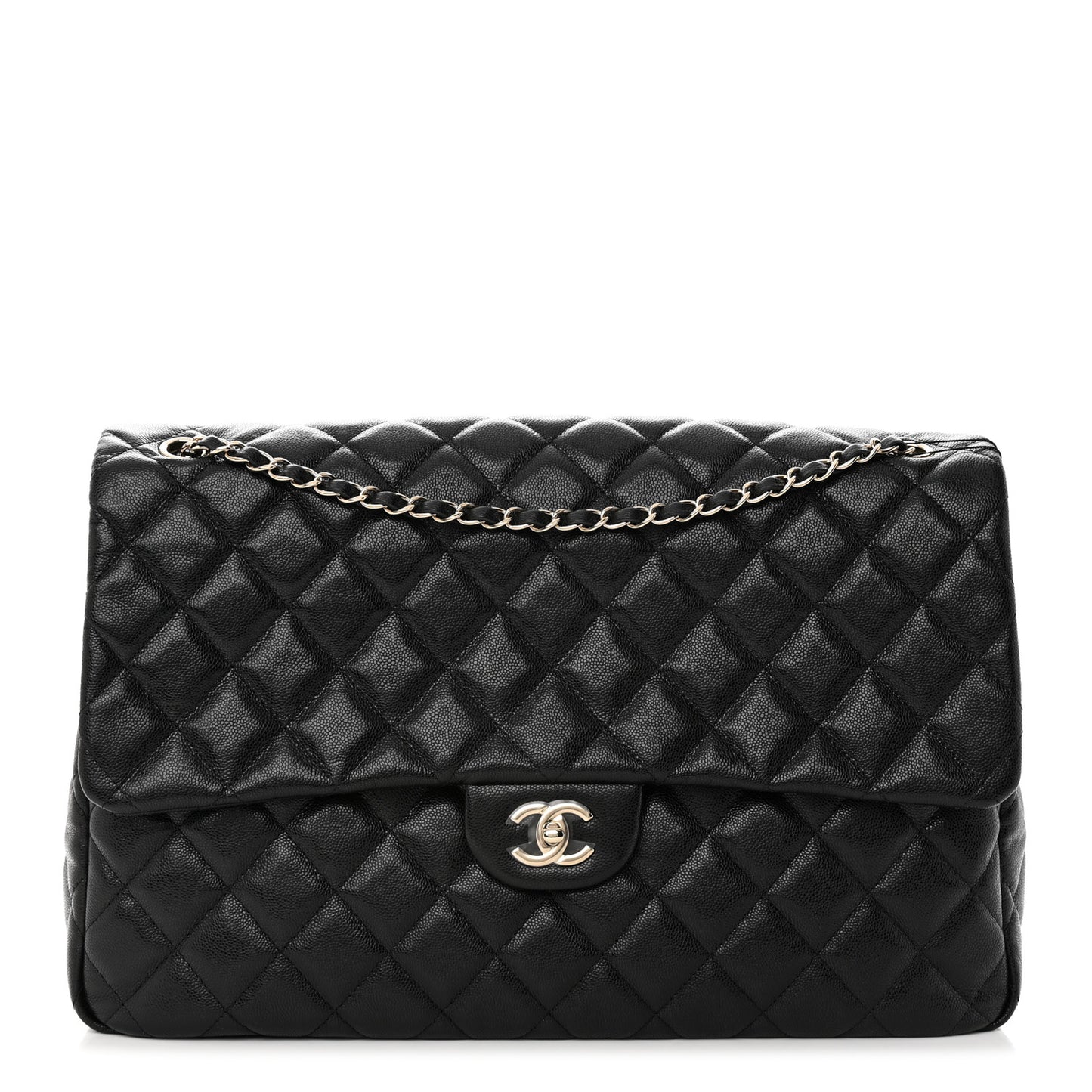 Caviar Quilted XXL Travel Flap Bag Black
