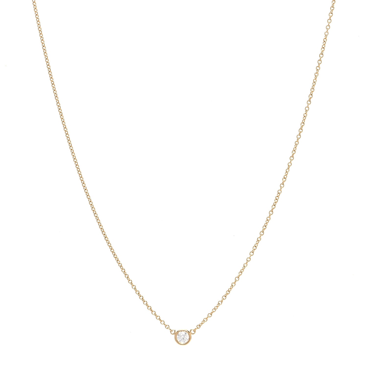 Tiffany 18K Yellow Gold Diamond .14ct Elsa Peretti Diamonds by the Yard Pendant Necklace 1 of 4