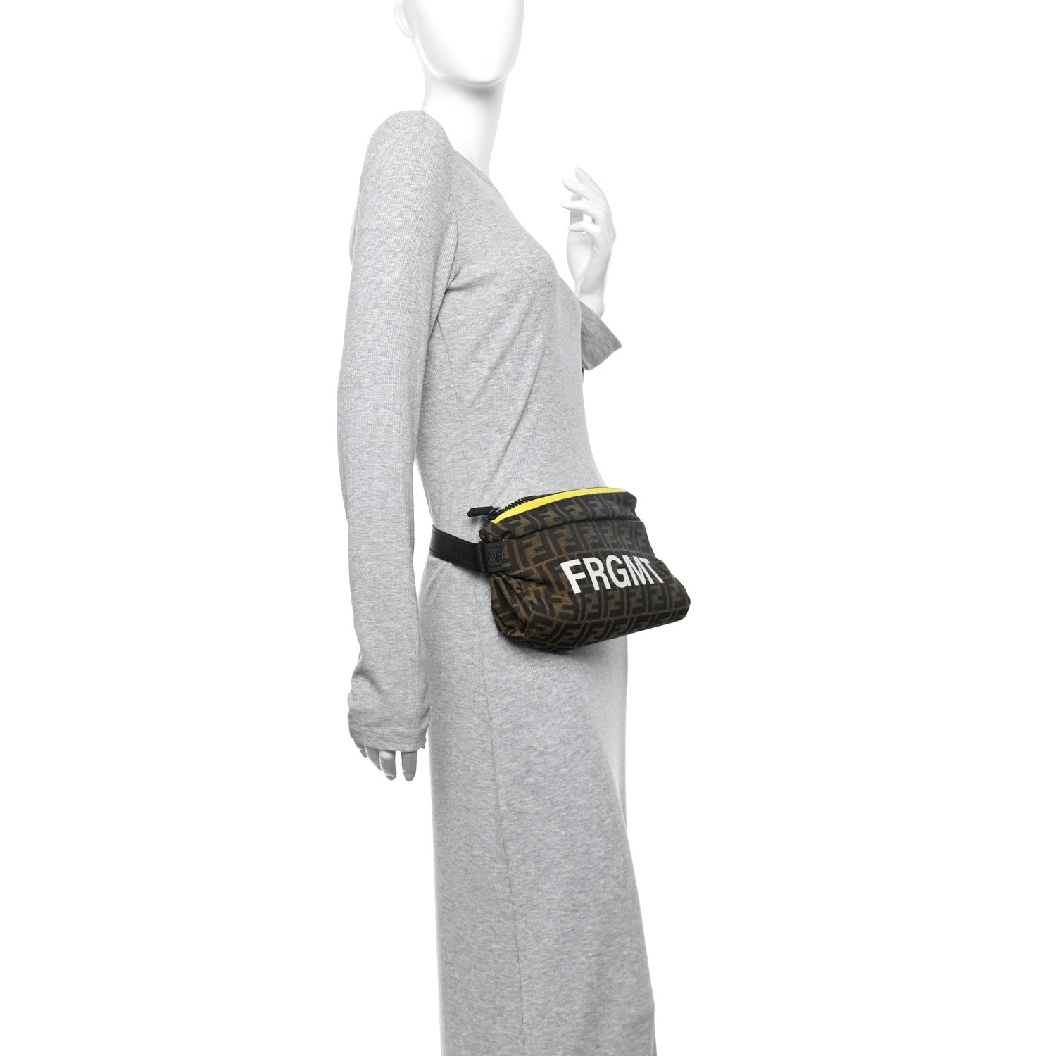 Fendi X FRGMT Fabric FF 1974 Embossed Belt Bag Tobacco Moro Black White 2 of 10