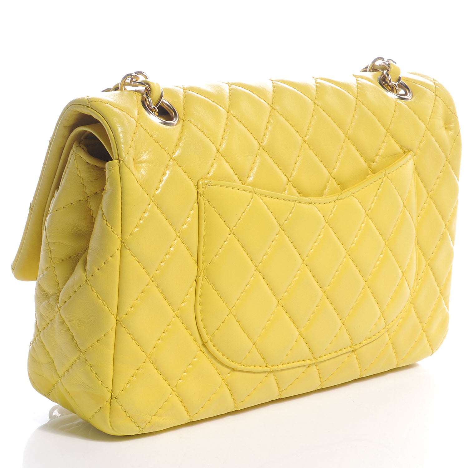 Chanel Lambskin Medium Double Flap Yellow 3 of 8