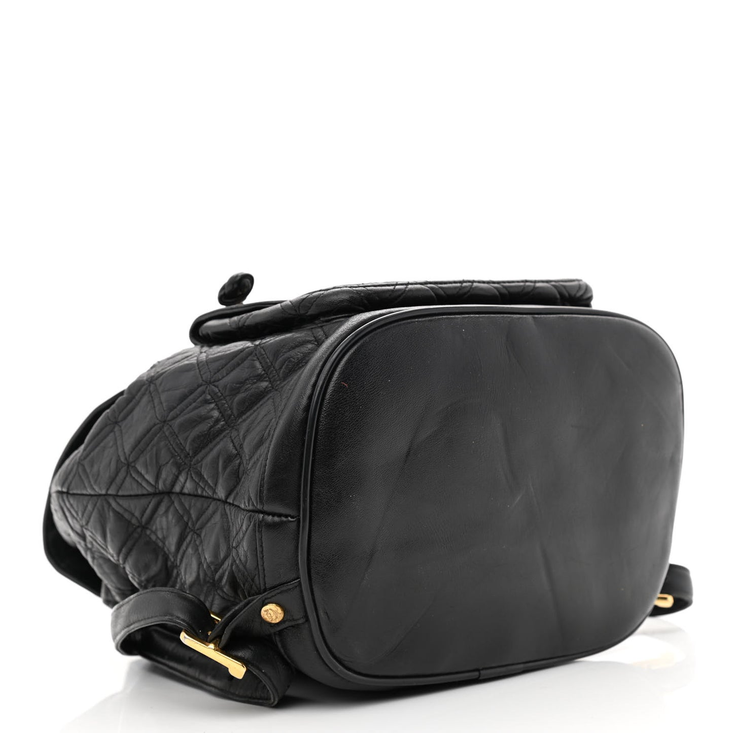 Calfskin Studded Drawstring Backpack Black
