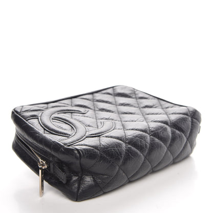 Chanel Aged Calfskin Quilted Cambon Cosmetic Case Black 4 of 8