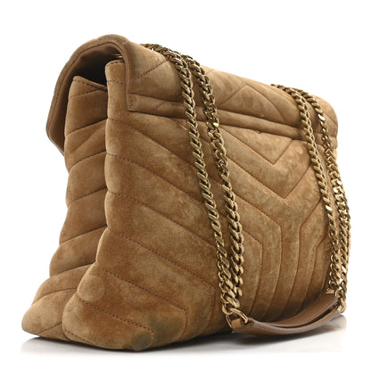 Saint Laurent Suede Y Quilted Monogram Medium Loulou Chain Satchel Cinnamon 3 of 10