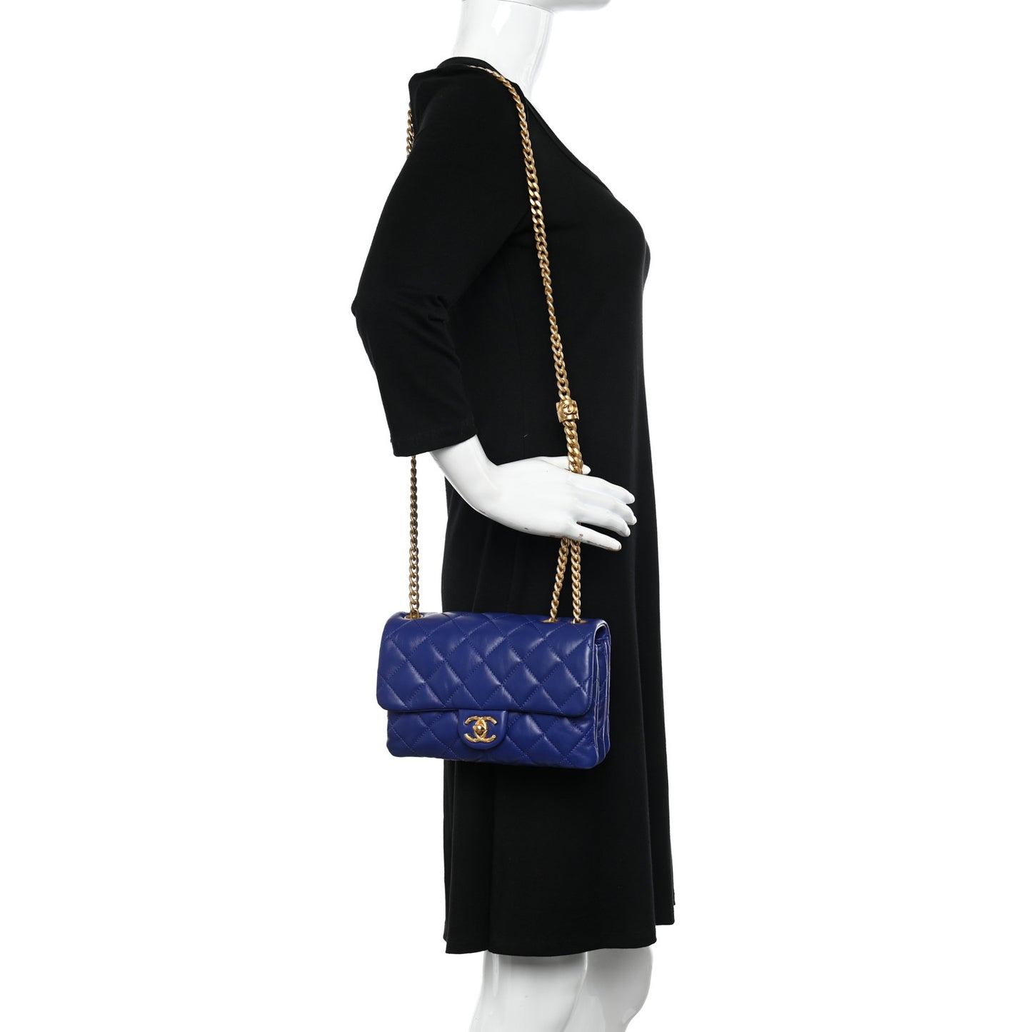 Lambskin Quilted Small Pillow Crush Flap Blue