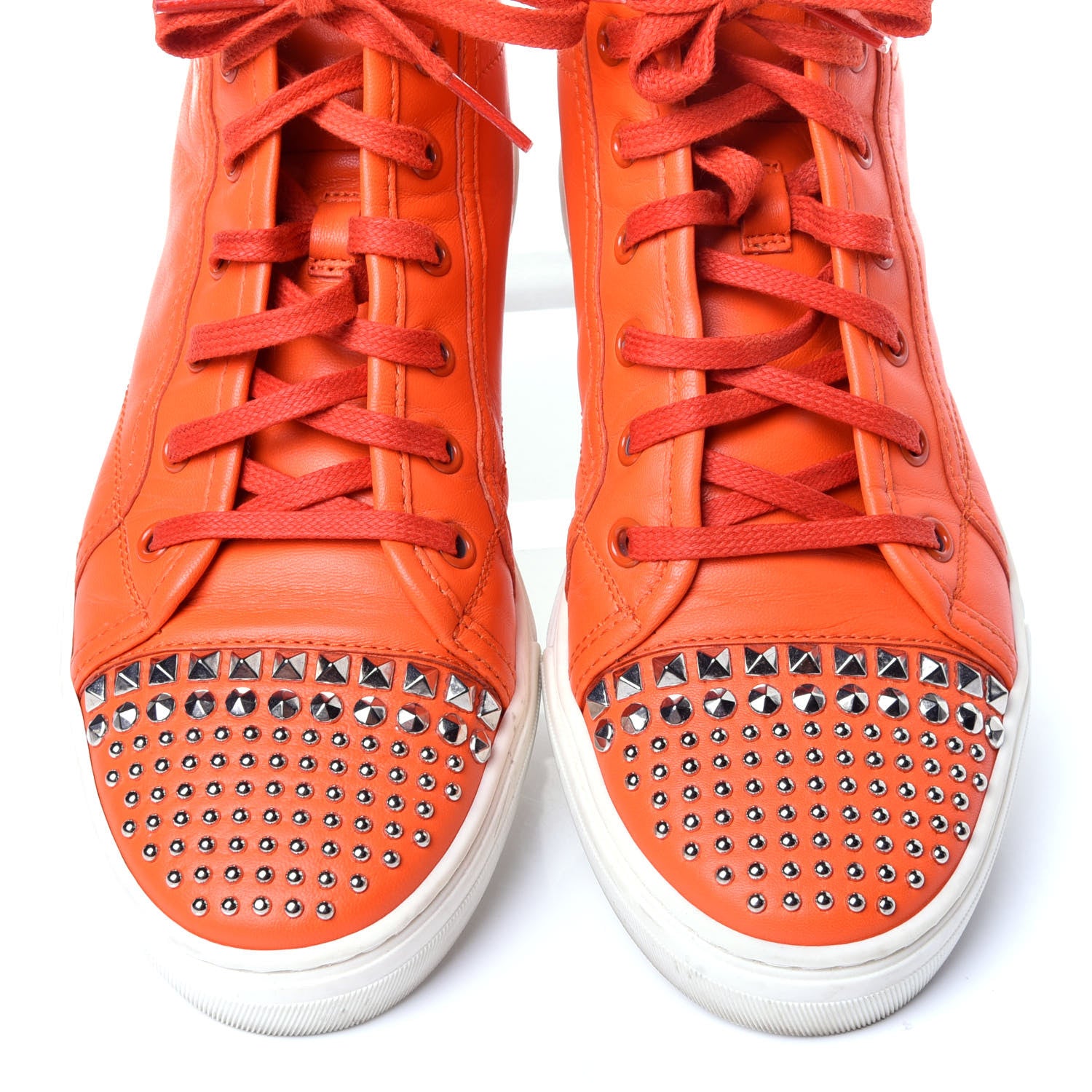 Gucci Nappa Studded Womens High Top Sneakers 36.5 Vibrant Orange 5 of 10