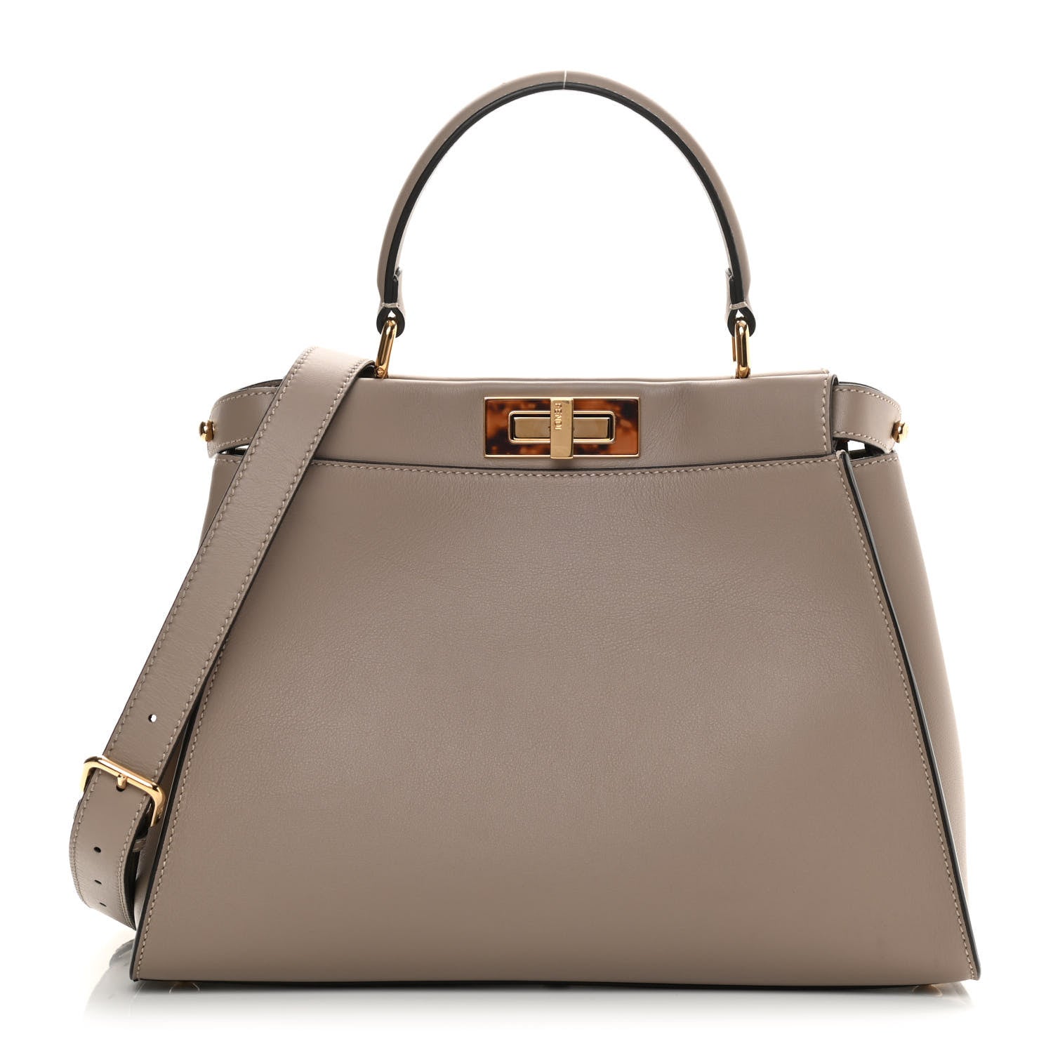Fendi Vitello Seta Plexiglass Tortoise Medium Peekaboo Iconic Satchel Tortora 1 of 11