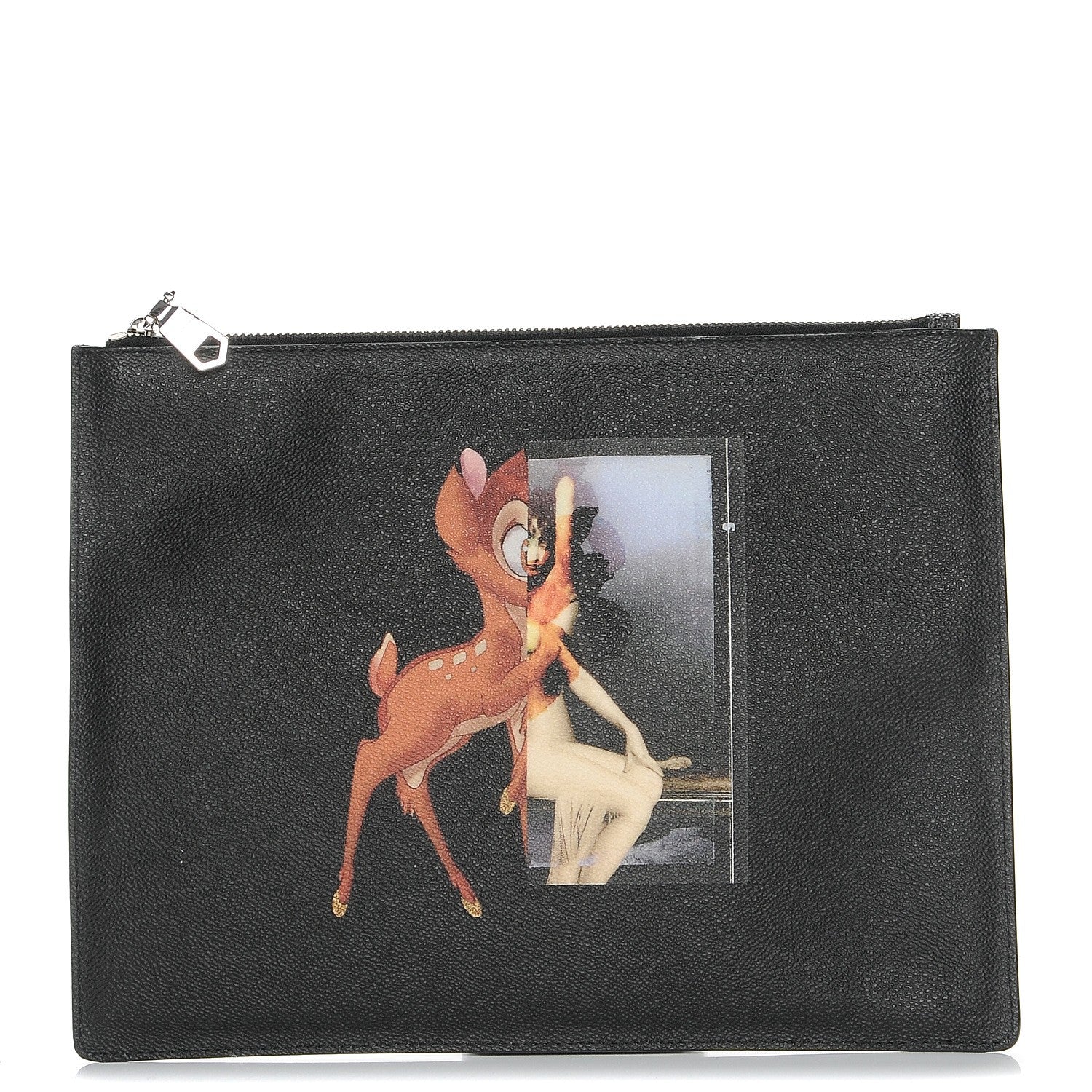 Givenchy Textured Coated Canvas Bambi Print Medium Cosmetic Pouch Black 1 of 7