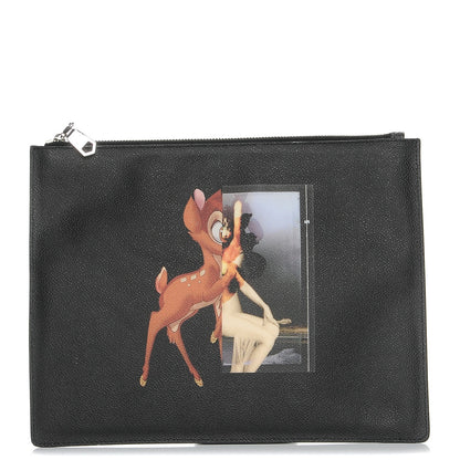 Givenchy Textured Coated Canvas Bambi Print Medium Cosmetic Pouch Black 1 of 7