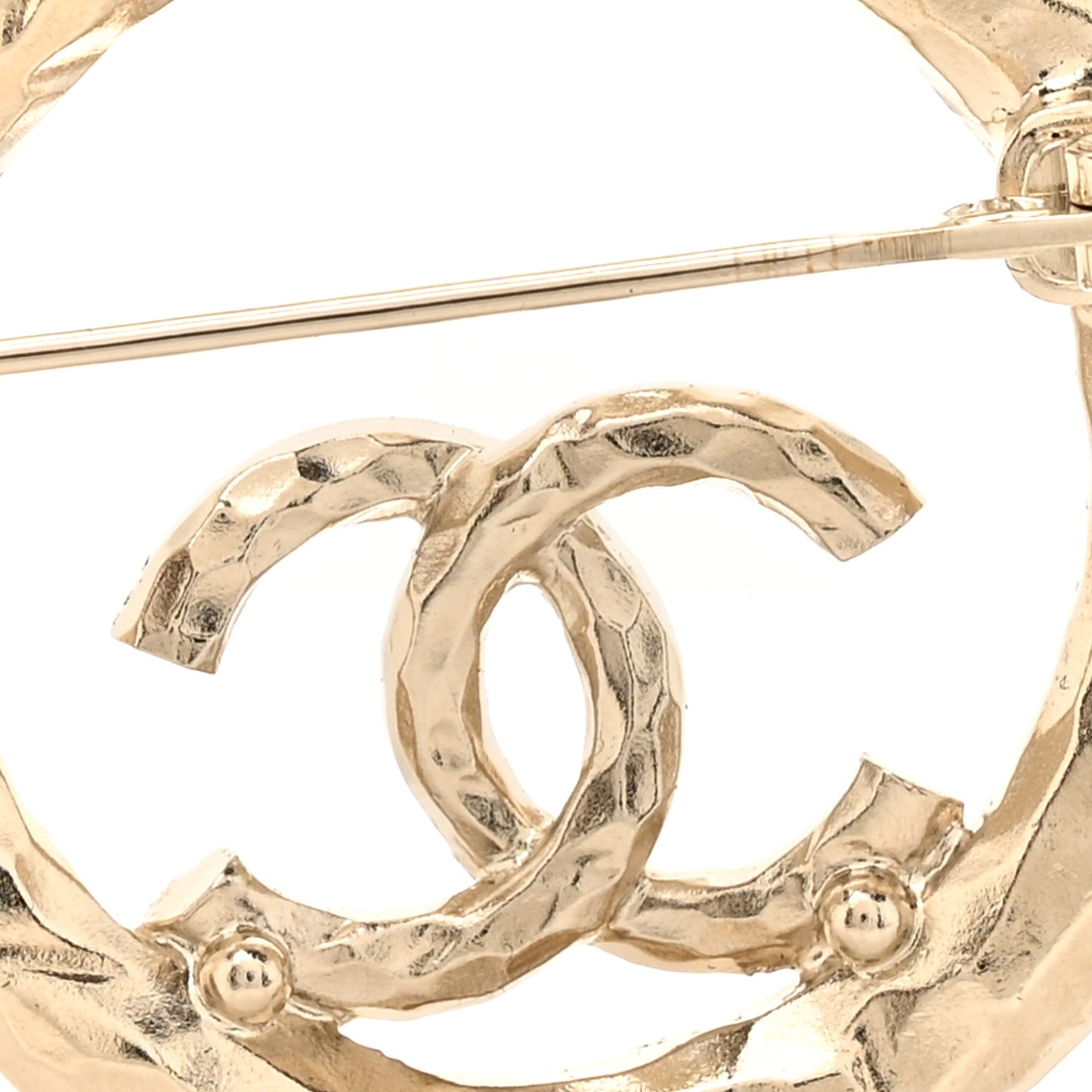 Crystal Round CC Brooch Gold