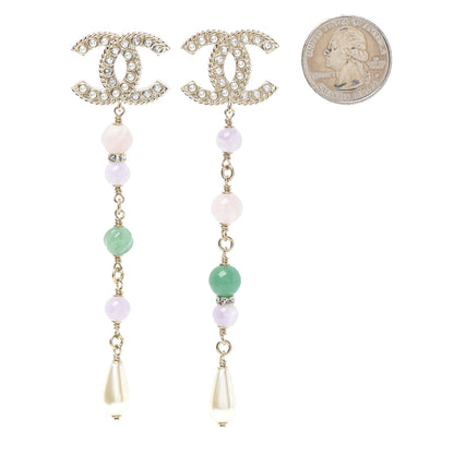 Chanel Pearl Beaded CC Drop Earrings Gold 2 of 4