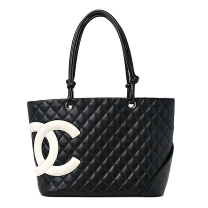 Chanel Calfskin Quilted Large Cambon Tote Black White 1 of 15