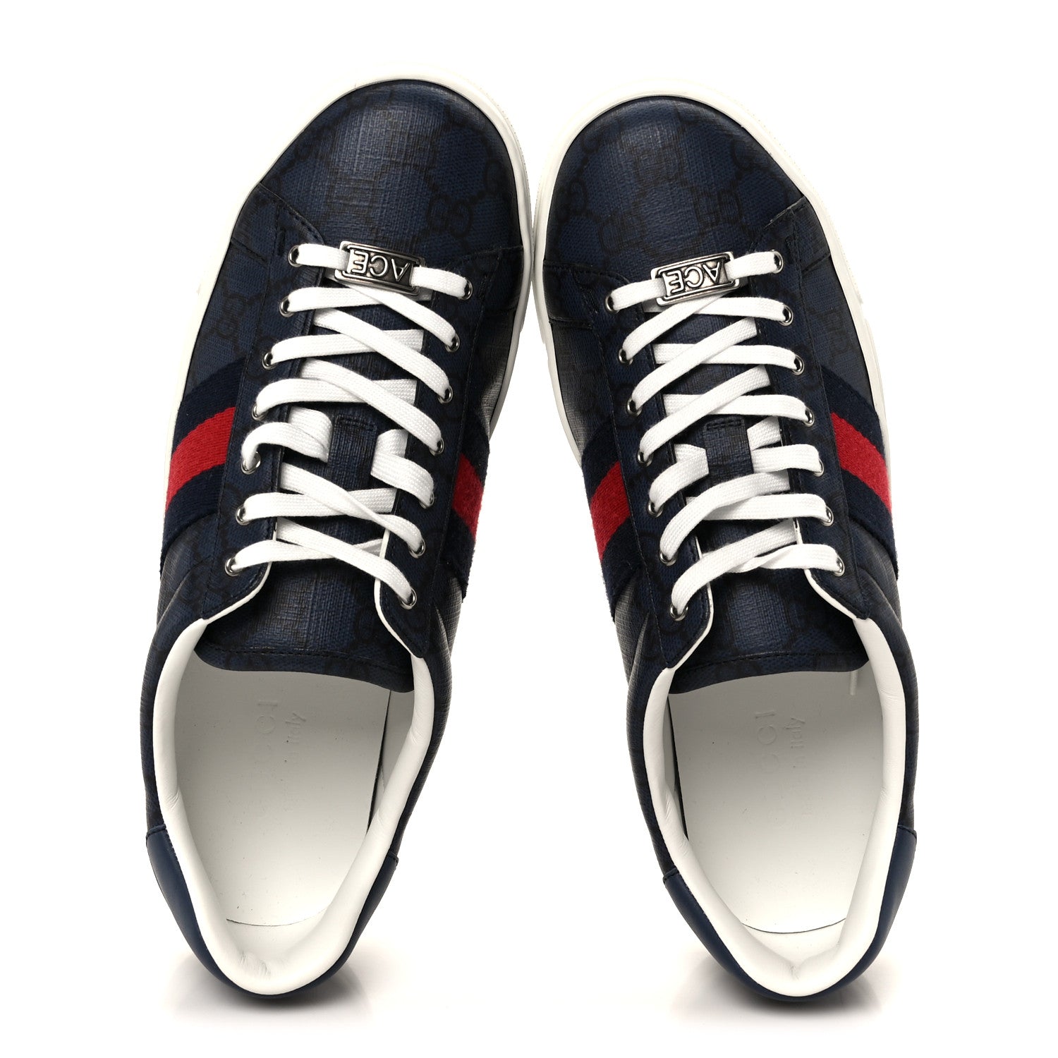 Gucci GG Supreme Monogram Web Mens New Ace Sneakers 8 Dark Blue