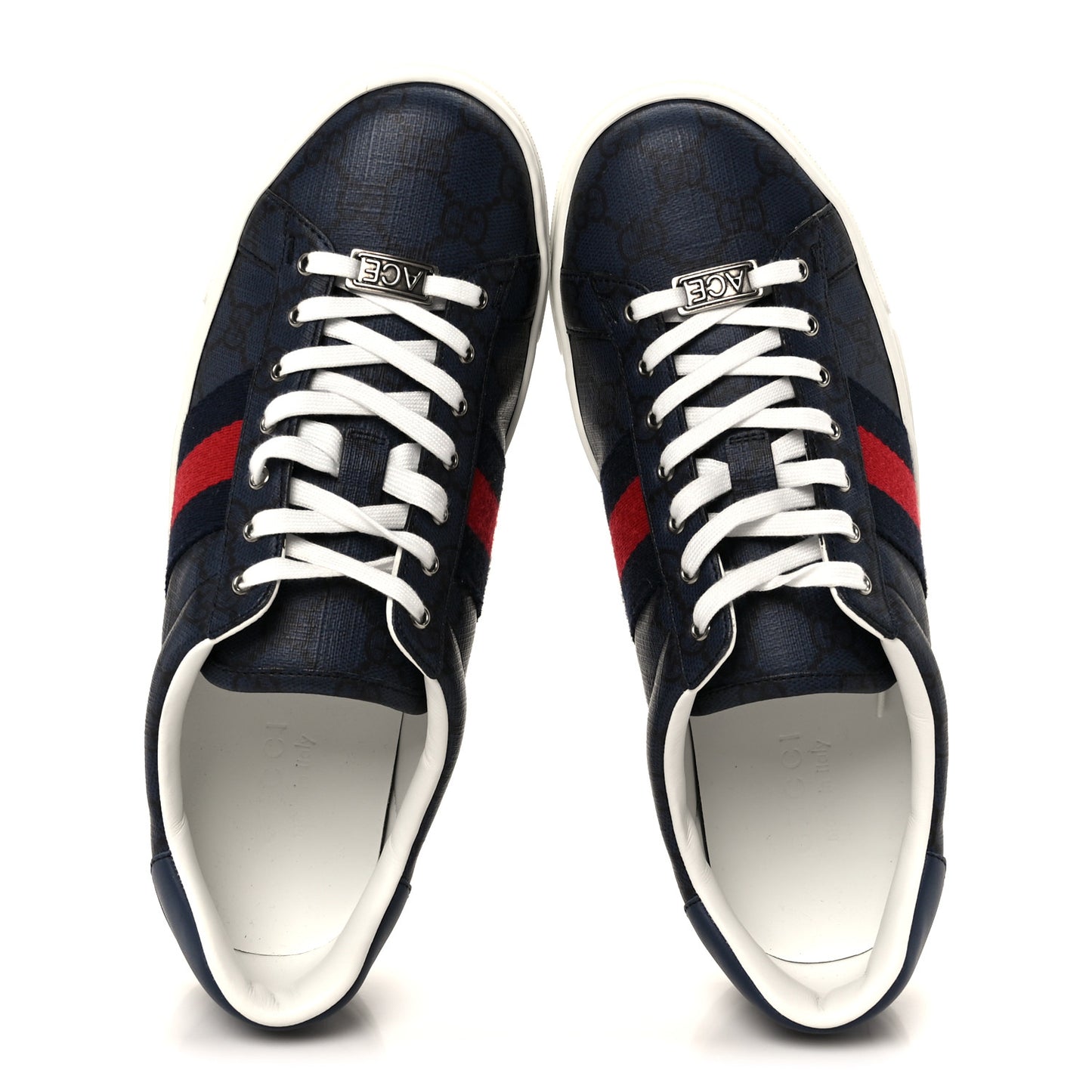 GG Supreme Monogram Web Mens New Ace Sneakers 8 Dark Blue