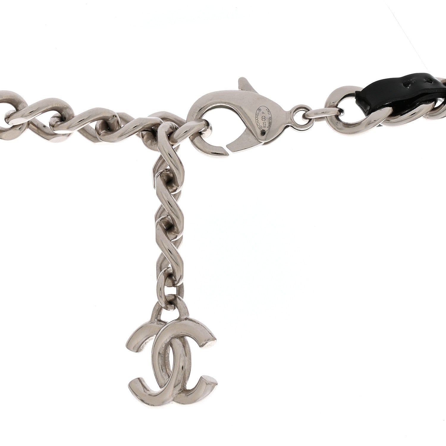 Chanel Metal Patent CC Double Chain Choker Black Silver 5 of 5