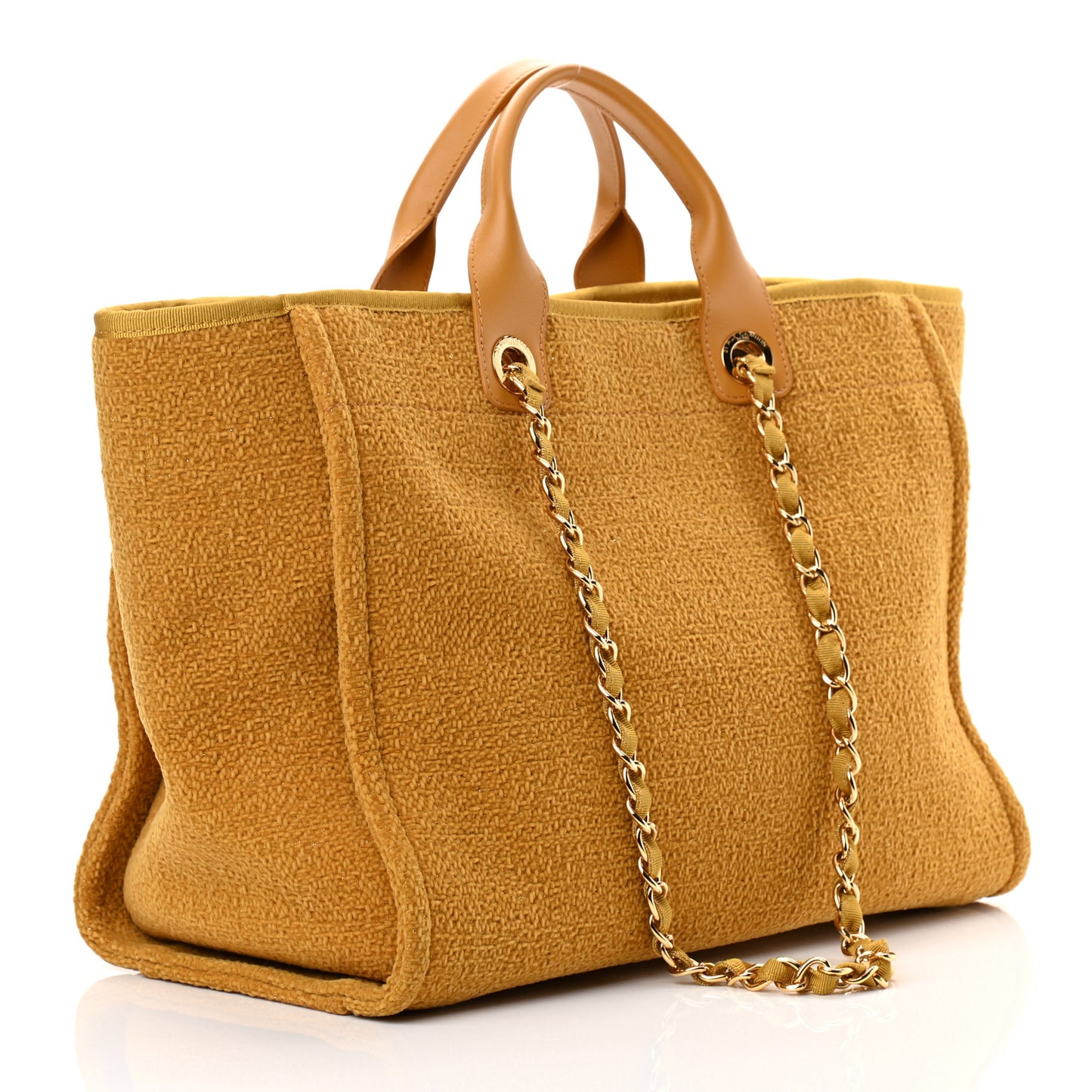 Lurex Boucle Medium Deauville Tote Yellow