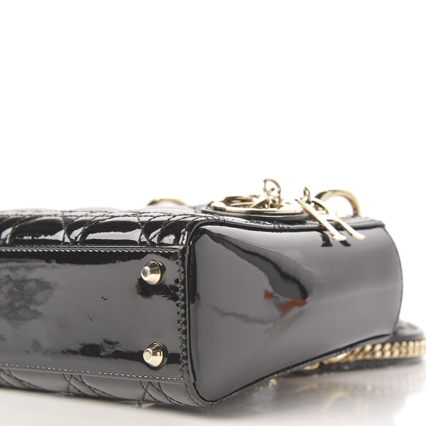Patent Cannage Mini Lady Dior Black