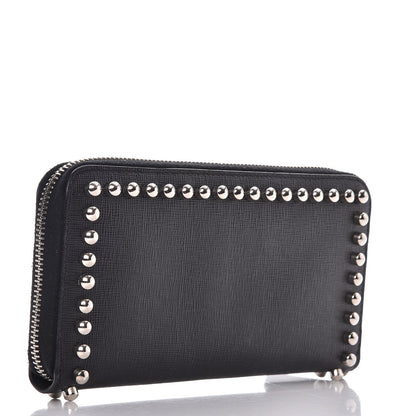 Fendi Vitello Elite Mink Fur Studded Karlito Zip Around Wallet Black 3 of 6