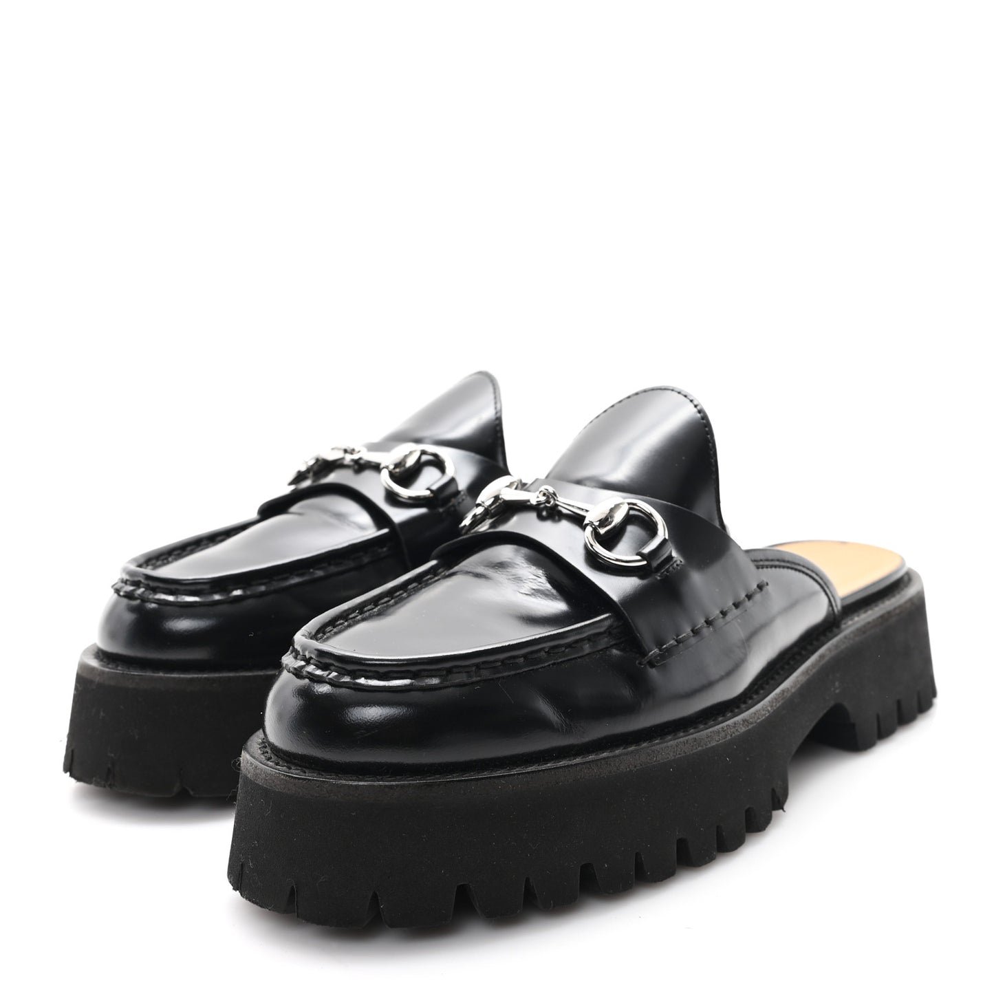 Magnum Calfskin Womens Horsebit Platform Mules 37 Black