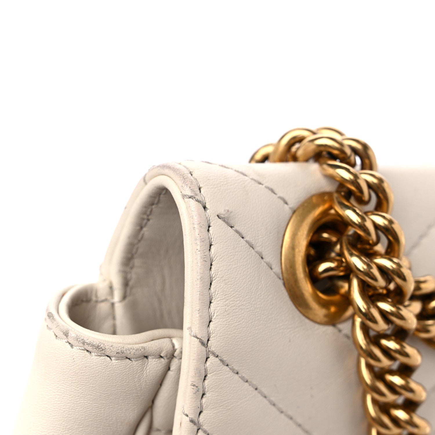 Gucci Calfskin Matelasse Mini GG Marmont Shoulder Bag White 17 of 18