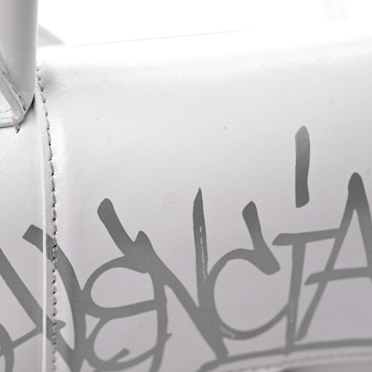 Balenciaga Box Calfskin Graffiti Logo Hourglass Top Handle Bag XS White Light Silver 15 of 16