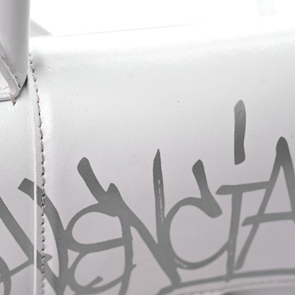 Balenciaga Box Calfskin Graffiti Logo Hourglass Top Handle Bag XS White Light Silver 15 of 16
