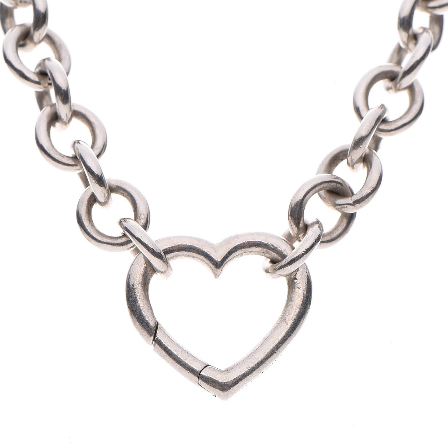 Sterling Silver Heart Clasp Choker Necklace