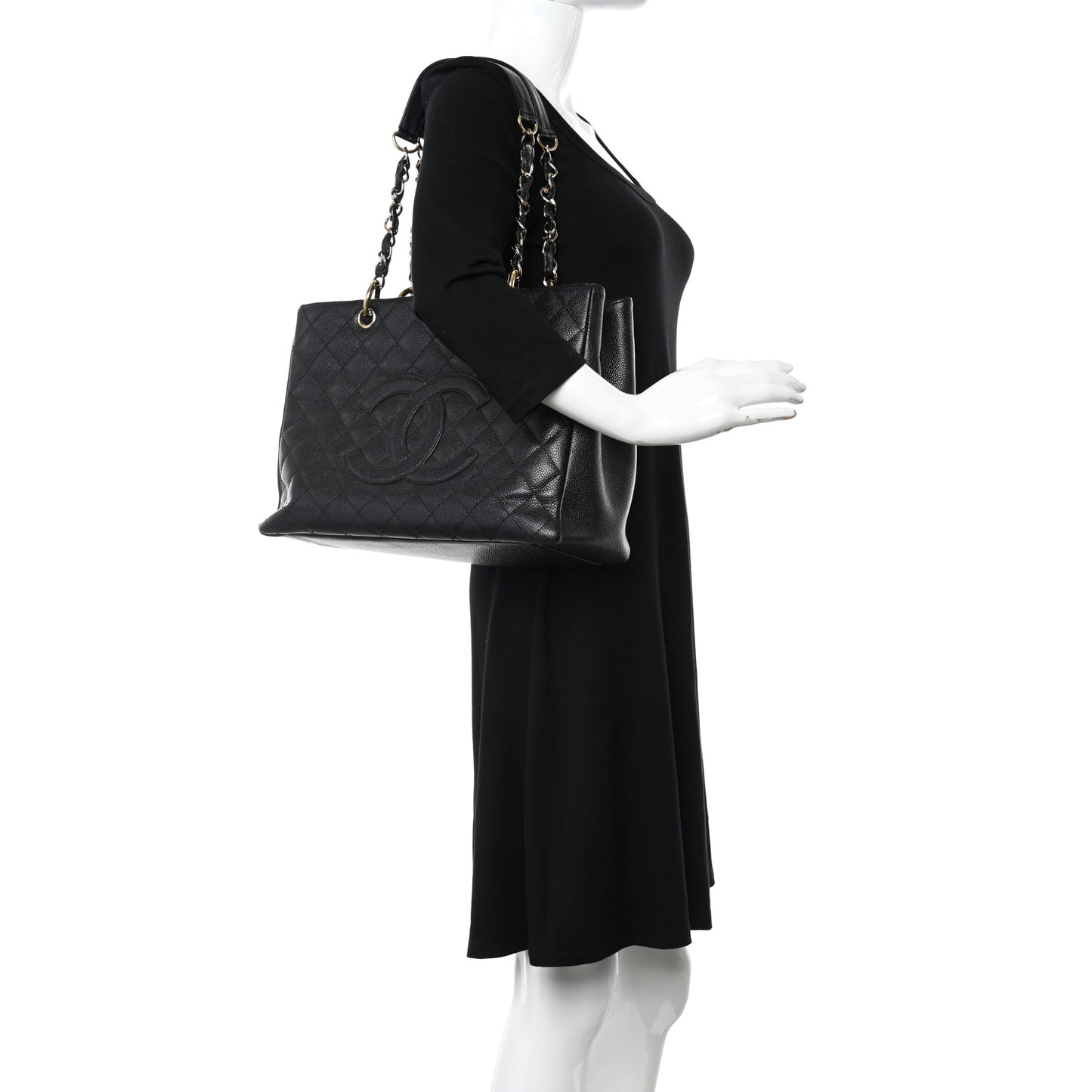 Caviar Quilted Grand Shopping Tote GST Black