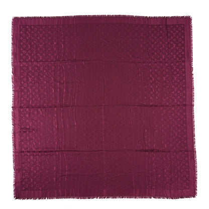 Louis Vuitton Silk Wool Monogram Shawl Wine Red 1 of 4