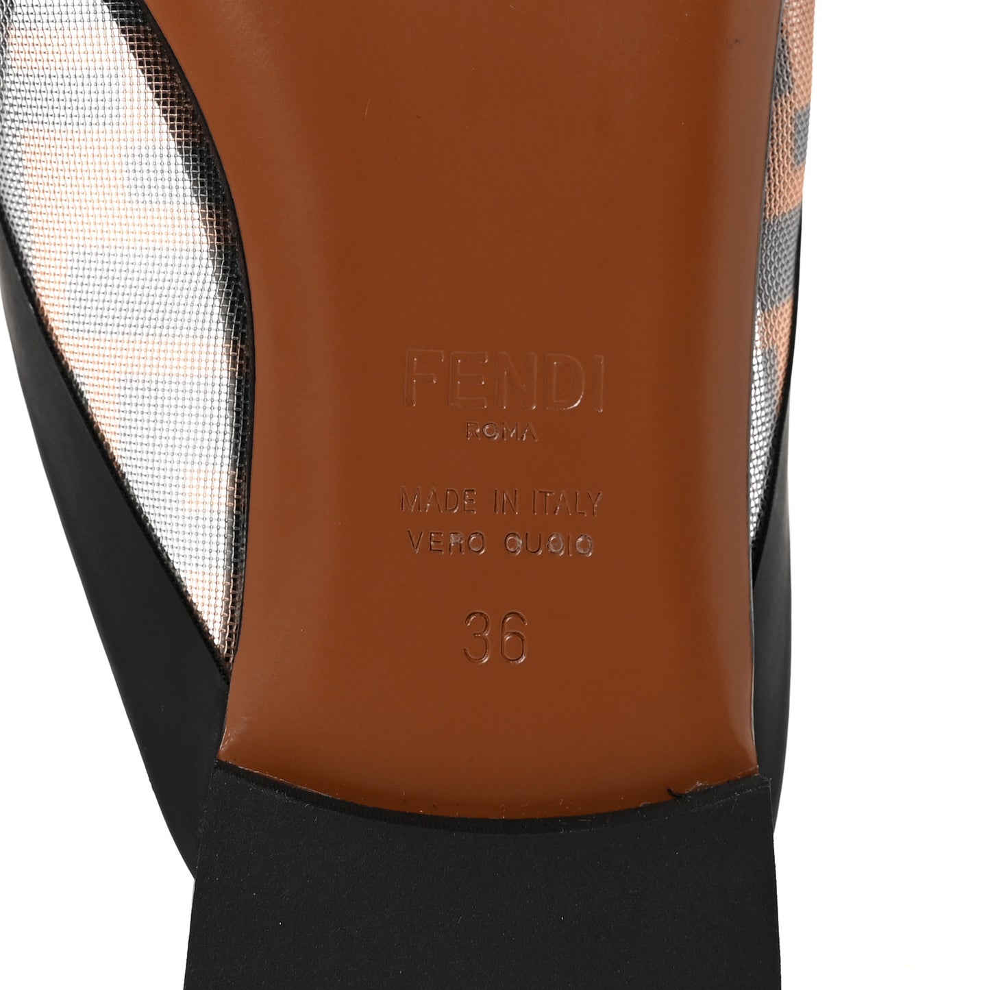 Technical Mesh Vitello FF Colibri Flat Mules 36 Tobacco Moro Black