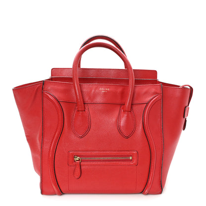 Celine Drummed Calfskin Mini Luggage Coquelicot 1 of 10