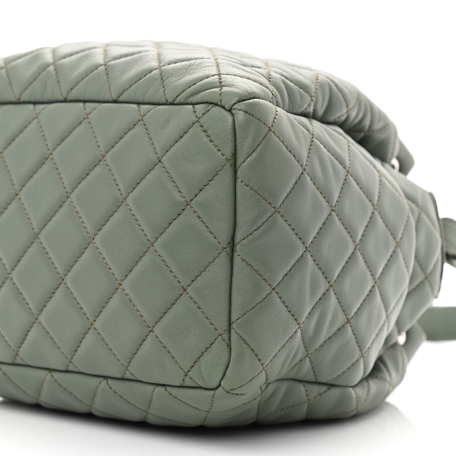 Chanel Lambskin Quilted Small CC Chain Bucket Drawstring Bag Green 10 of 10