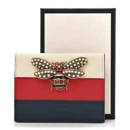 Gucci Calfskin Queen Margaret Card Case Wallet Blue Agata Hibiscus Red Mystic White 11 of 11