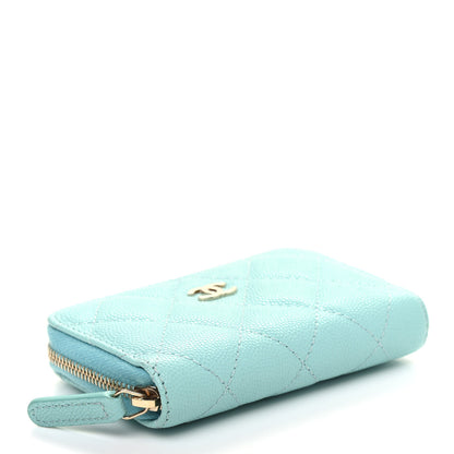 Chanel Caviar Quilted Zip Coin Purse Light Blue 4 of 7