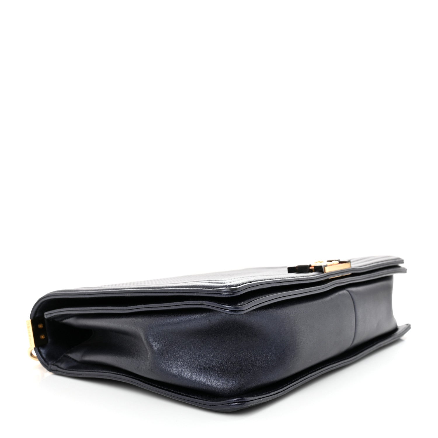 Chanel Lambskin Embossed Large Boy Cube Flap Navy Blue 4 of 17