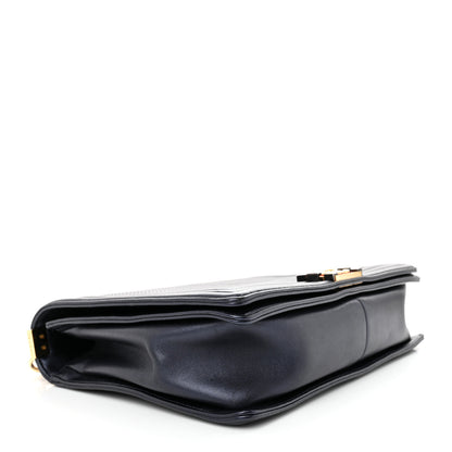 Chanel Lambskin Embossed Large Boy Cube Flap Navy Blue 4 of 17