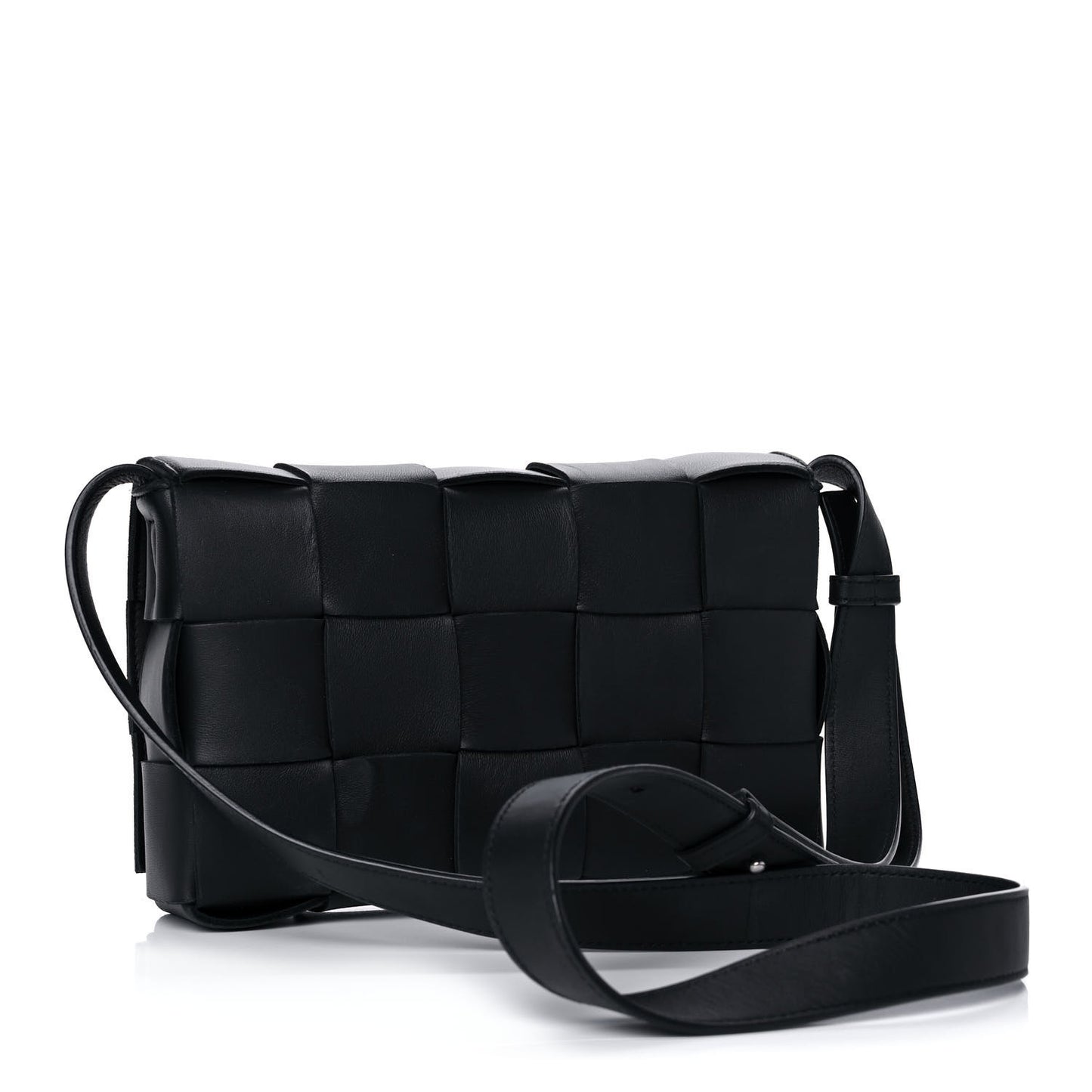 Lambskin Maxi Intrecciato Cassette Crossbody Bag Black