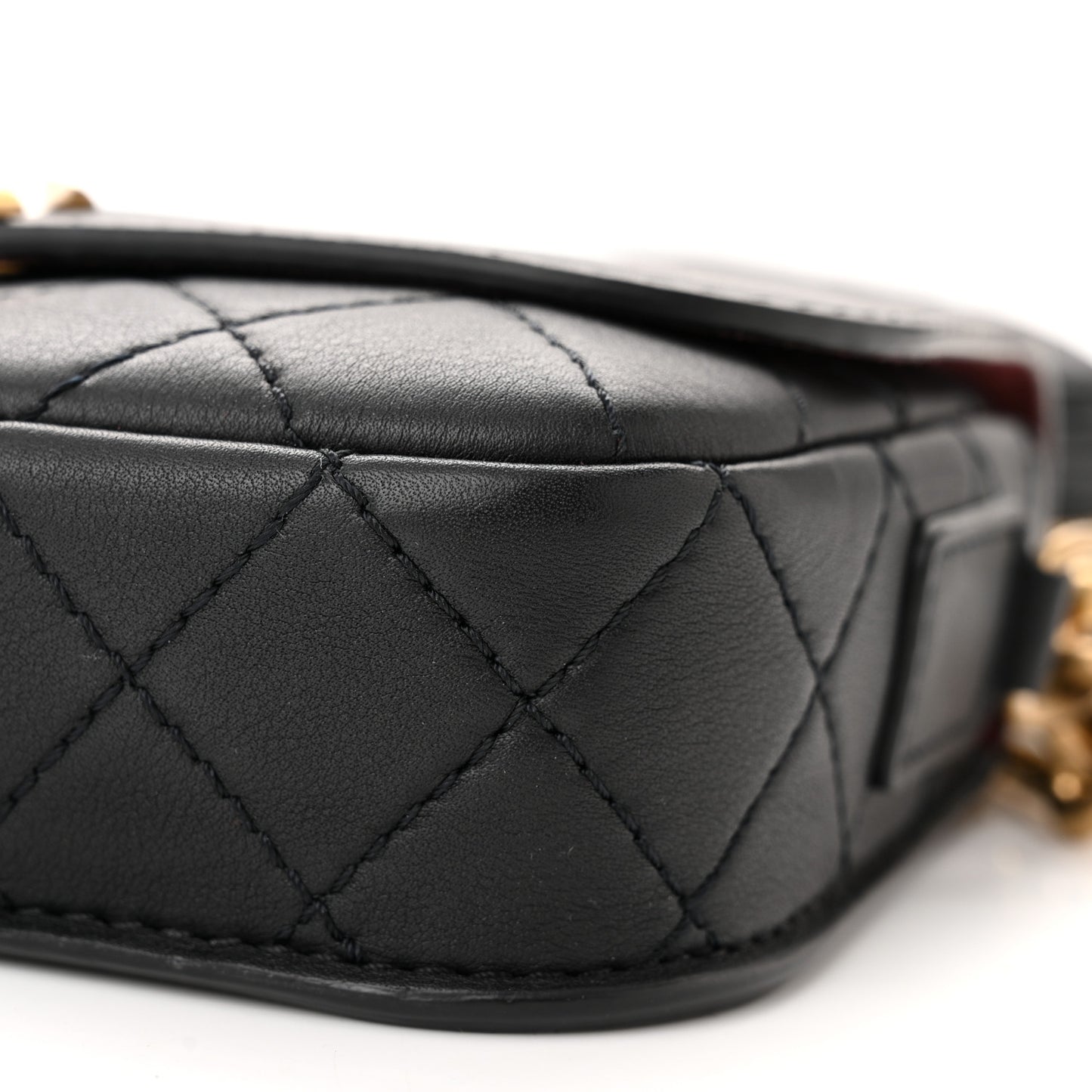 Calfskin Quilted Multi Pouching Flap And Coin Purse Black