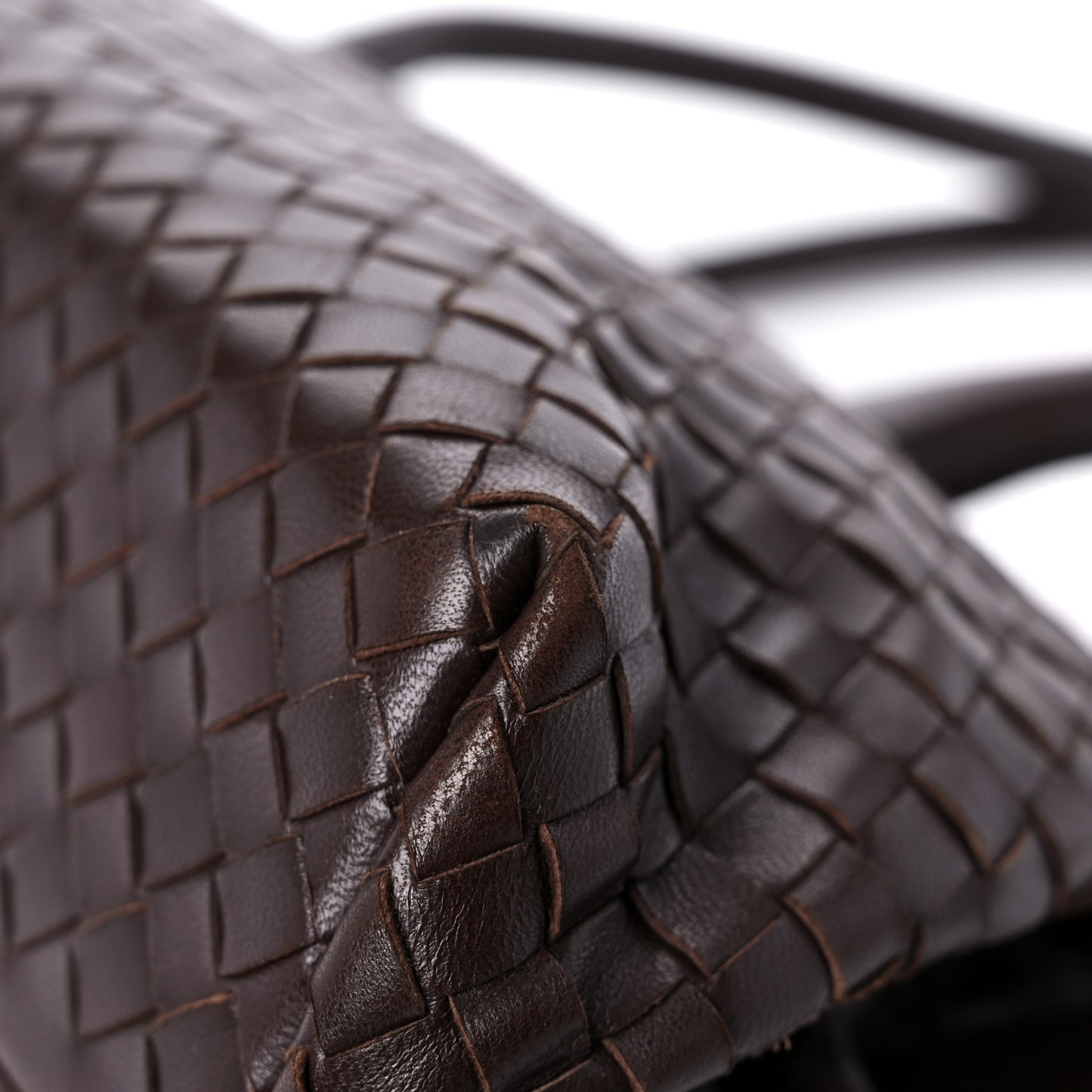 Nappa Intrecciato Frame Shoulder Bag Ebano