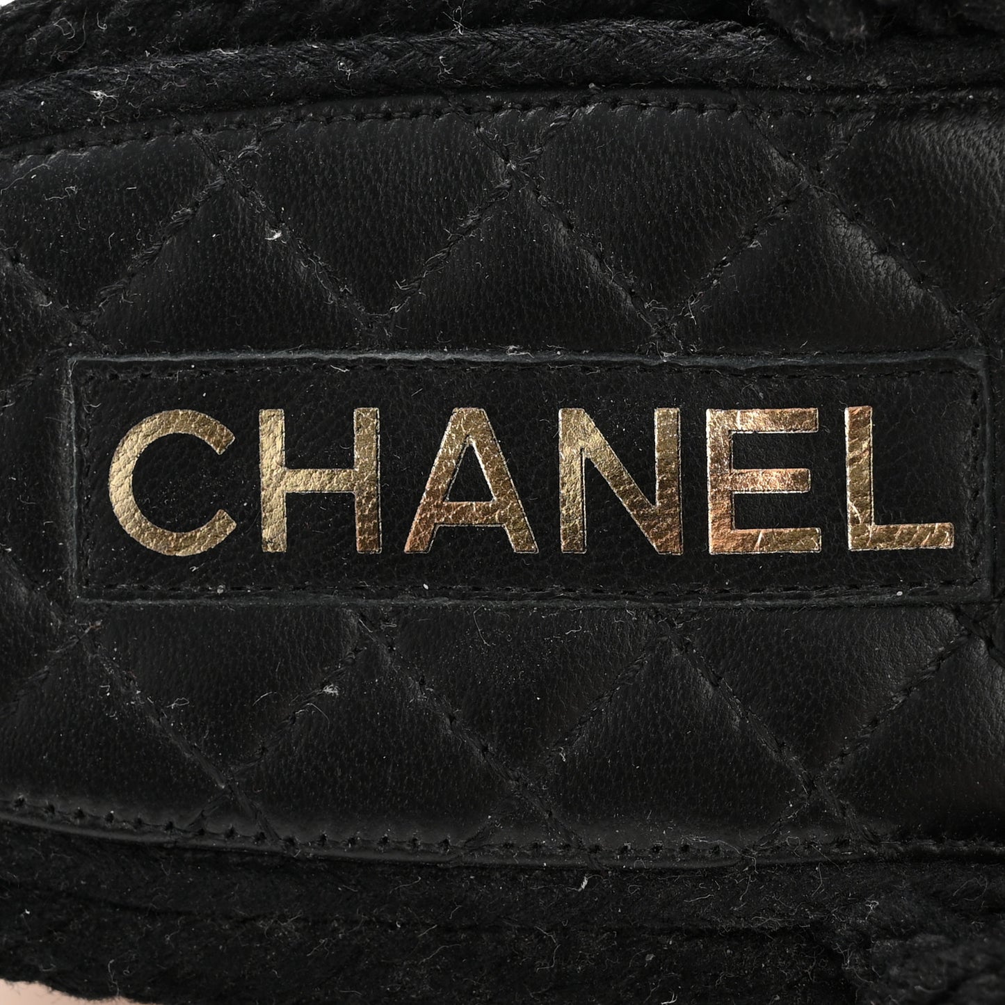 Cord Lambskin Quilted Logo Sandals 39 Black